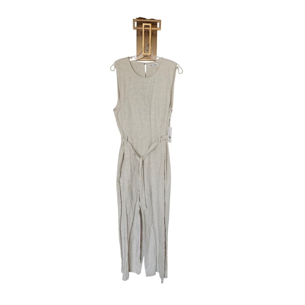 Reformation Women's Naomi Linen Jumpsuit Beige Natural NWT Size 12 - Picture 5 of 16
